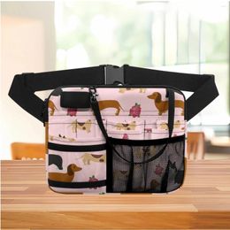 Waist Bags Fanny Pack Cute Cartoon Dachshund Floral Designer Casual Ladies Nursing Organiser Pouch Adjustable Strap Hip