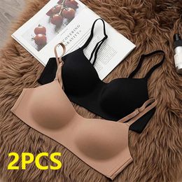 Bras 2pcs Женщины дышащие бесшовные тонкие отжимания.