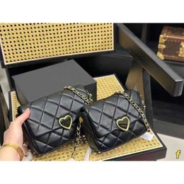 36% OFF Designer bag 2024 Handbags Enamel Love Lock Buckle Love Small Fragrant Wind One Shoulder Grid Diagonal Straddle Chain