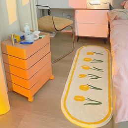 INS Fluffy Bedroom Rug Cute Childrens Bedside Carpet Kids Room Non-Slip Baby Playmats Long Living Room Mats Home Decor 240322