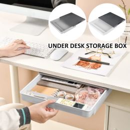 Bins Under Desk Drawer Hidden SelfAdhesive Pencil Tray Drawer Under Desk Organiser Storage Box Pen Holder Stationery Storage Drawer