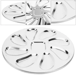 Plates Stainless Steel Plate Shell Shaped Snail 8 Slots Pan For Oysters Sauce Lemons Seafood Serving Tray Grilling