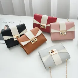 Shoulder Bags Textured Lock Women's Small Square Bag Summer Korean Style Chain Phone Colour Matching Coin Purse #20