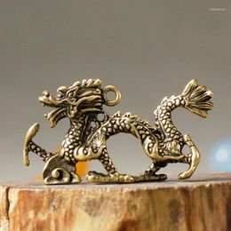Decorative Figurines 1Pc Pure Brass Chinese Mythical Animal Dragon Statue Figures Miniature Antique Ornaments Ornament Feng Shui Decor Gifts