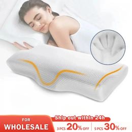 Memory Foam Bed Orthopaedic Pillow Neck Protection Slow Rebound Memory Pillow Butterfly Shaped Health Cervical Neck 240320