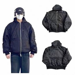 24ss New FAR.ARCHIVE Aviator Jacket 1:1 Mens Womens Functial Zip Hooded Sweatshirt Black Chunky Cott Hoodie Coat z308#
