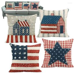 Pillow Case 4th Of July Cover Set Independence Day Pillowcase For Sofa Couch 4pcs Vintage American Flag Farmhouse Star