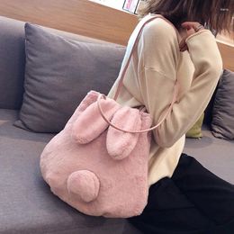 Shoulder Bags Cute Plush Big Capacity Women Bag Girl Cartoon Ear Tail Crossbody Sacoche Homme