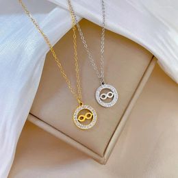 Pendant Necklaces Exquisite Fashionable Ring 8-character Zircon Necklace For Women Christmas Gift Decoration Family And Friends