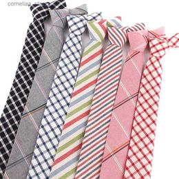 Neck Ties Neck Ties New Fashion Mens Ties 100% Cotton Necktie for Men Causal Stripe Tie For Man Bussines Corbatas Bridegroom Party Slim Neckties Y240325