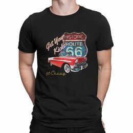 route 66 TShirt 1956 Chevy Bel Air Car Street Hot Rod Antique Elegant Polyester T Shirt Oversized Men Tee Shirt Ofertas Trendy S1fM#
