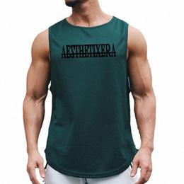 men's Summer Loose and Comfortable Bodybuilding Tank Tops Printing Fi Sleevel T-shirt Simple Casual Fitn Undershirts 23Zi#