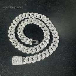 Fine Jewellery Hip Hop 12Mm 15Mm Sterling Sier VVS Moissanite Diamond Iced Out Miami Cuban Link Chain Necklace For Men