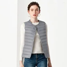 Women's Vests Two Wear Autumn Winter Women Ultra Light White Duck Down Vest Parkas Female Short Sleeveless Waistcoat Warm Puffer Jacket