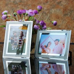 Frame European Light Luxury Glass Picture Frame Crystal Color Wedding Studio Family photo Frame Table Decoration