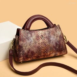 Evening Bags Women Leather Handbags Luxury Designer Snakeskin Print Shoulder Female Retro Tote