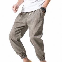 chinese Style Jogger Pants Men Cott Linen Sweatpants Trousers Men Casual Lightweight Spring Summer Men Joggers Y9cZ#