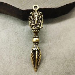 Garden Decorations Pure Copper Elephant God Of Wealth Vajry Pestle Pendant For Keychain Necklace