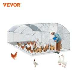 Accessories VEVOR Large Metal Chicken Coop Poultry Cage Duck Rabbit Walkin Dome Roof with Waterproof Cover for Farm Pet Yard Hen House