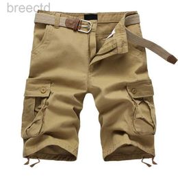 Men's Shorts Mens Shorts Summer Mens Multi Pocket Military Goods Shorts Mens Cotton Khaki Mens Tactical Shorts 29-44 Belt Free 24325