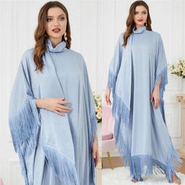 Ethnic Clothing Eid Mubarak Muslim Party Dress Abayas For Women Dubai Tassel Batwing Sleeve Long Dresses Morocco Kaftan Ramadan Arab Robe