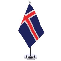 Accessories 14x21cm Office Desk Small Iceland Country Banner Meeting Room Boardroom Table Standing Pole The Icelandic Flag