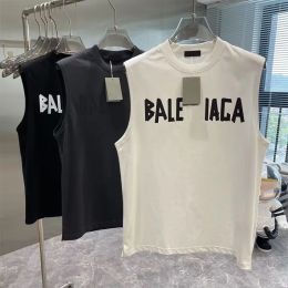 Tanques masculinos tampas de algodão sem mangas de camiseta cartas de designer de camisa imprimida