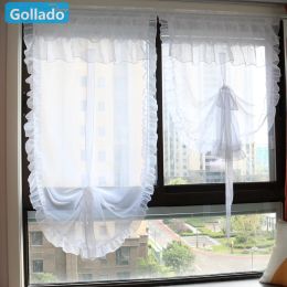 Curtains Maiden Ruffles Style Liftable Balloon Window Curtain for Living Room Bedroom Voile Kitchen Drapes 1Ps