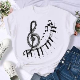 Watercolour Music Love Trend Short Sleeve Fashion Summer Women Print T Shirt Female Casual Top Tshirts Graphic Tee