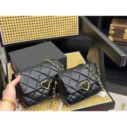 24% OFF Designer bag 2024 Handbags Enamel Love Lock Buckle Love Small Fragrant Wind One Shoulder Grid Diagonal Straddle Chain