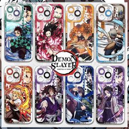 Cell Phone Cases Hot Japan Anime Demons Slayers Phone Case For iPhone 15 14 13 12 Mini 11 Pro Max X XR XS 6 7 8 SE Plus Soft Transparent CoverY240325