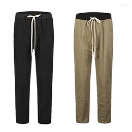 Men's Pants Spring Autumn Jogging Trousers Solid Color Mid-Waist Loose Breathable Straight-Leg Casual Thin Sports