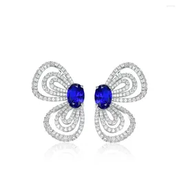 Stud Earrings ZOCA Beautiful 925 Sterling Silver Colour Sapphire Bowknot Temperament Ear Accessories For Female Jewellery