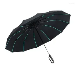 Umbrellas Automatic Ring Buckle Umbrella Portable Increase Thickening Reinforcement Hook Folding Weather And Rain Dual Use