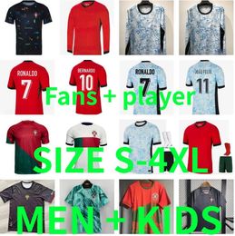 Maglia da calcio Portogallo 2024 2025 UOMO SET BAMBINO KIT Giocatore versoin PEPE JOAO FELIX maglie da calcio B.FERNANDES BERNARDO R.SANCHES DIOGO J RONALDO 22 23 24 25 manica lunga