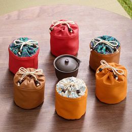 Storage Bags Leather Tea Master Cup Bag Portable Curio Jewellery Pouch Travel Ceramics Protective Zen Teaware Organizer