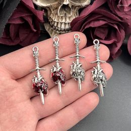 Charms 6Pcs Punk Gothic Skull Sword Charm Pendant Piercing Heart Earring DIY Handmade Necklace Jewellery Making Accessories