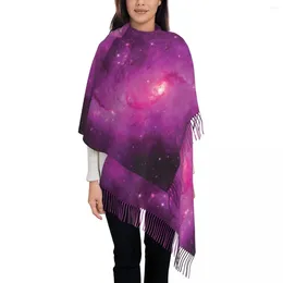 Scarves Women Scarf Warm Soft Galaxy Print Wraps With Long Tassel Pink And Purple Shawls Wrpas Autumn Designer Bufanda