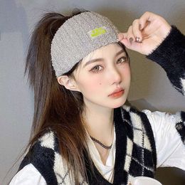 Instagram Versatile Woollen Solid Colour Sports Knitted Wide Edge Headband, Korean Celebrity Same Style Headband