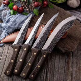 Knives Forged Kitchen Chef Knife 5Cr15Mov Stainless Steel Meat Fish Fruit Vegetable Slicer Butcher Boning Cleaver BBQ Knives with Cover