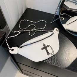 24% OFF Designer bag 2024 Handbags Solid Color Trendy Personality Cool and Handsome Cross Skull Dark Gothic Style One Shoulder Crossbody Chain Womens