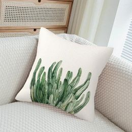 Pillow 45x45CM Green Plants Case Watercolor Plant Cover Hand-painted Greenery Square Throw