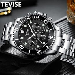 TEVISE Fashion Automatic Mens Watches Stainless Steel Men Mechanical Mristwatch Date Week Display Male Clock with box267G