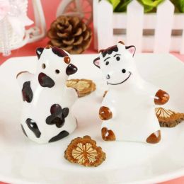 Boxes 1Pair Cow Ceramic Salt Pepper Shakers Kitchen Supplies Kitchenware Hotel Supplies GIfts Baby Shower Party Gift Wedding Favor