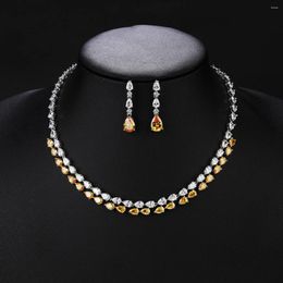 Necklace Earrings Set Exquisite Water Drop Cubic Zirconia Wedding Party Earring High Quality CZ Bridal Jewellery CN10556