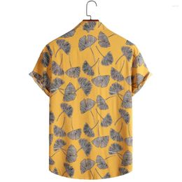 Men's Casual Shirts Men Tropical Style Top Floral Print Hawaiian Vacation Shirt For Soft Loose Beach With Chest Pocket Lapel Short Sleeves