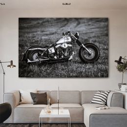 Frame Abstract Cool Motorcycle Canvas Painting Black and White Posters and Prints Wall Art Pictures Living Room Home Decor No Frame