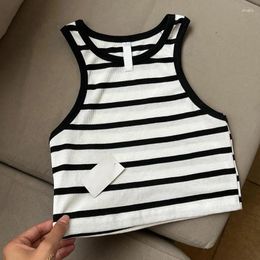 Women's Tanks 2024 Women Sexy Tank Tops Thread Solid Casual Summer Fashion Crop Y2k Stripe Sleeveless Basic Camisole O-neck Exercise Vest