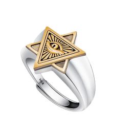 Retro Horus Eye 14K White Gold Ring Demon Eyes Lucky Ring Gold Silver Color Men Women Fashion Jewelry Gifts