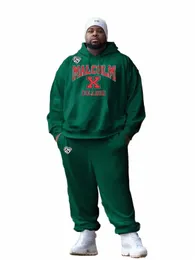 Zooy L-9xl Erkekler Artı Boyutu Hoodie Takım Basit Kolej Tarzı Üniversitesi Retro Kişilik Tarihi Hoodie Sweatpants Suit W55B#